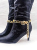 1 Pair Thick Gold Chain Shoe Clips - DIY Shoe Accessories, Fashionable Boot Decoration, Versatile Style