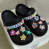 12pcs Colorful Flower Chain Set, Cartoon Butterfly 5-Petal Flower Series Crocodile Shoe Charms, DIY Accessories, Suitable For Garden Shoes, Clogs, Sandals, Slippers, Perfect Birthday Gift, Christmas Party Gift, Add Artistic Touch To Shoes