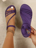 1 Pair Purple Solid Color Elegant Casual Beach Sandals, PU Leather Elastic Band, Flat Sole, Suitable For Party, Vacation, Spring/Summer