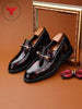 GEDOUGONGNIU Men's Patterned Lacquered Leather Loafers, Metal Decor Slip-On Formal Shoes, Soft & Comfortable, Suitable For Business, Casual, Commuting, Party, Social Occasions, And Daily Wear