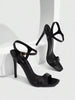 CUCCOO SZL Women's High Heel Square Toe Black Fashion Sexy Sandals