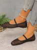 Women's Summer Hollow Fishnet Mesh Mary Jane Flat Shoes, Minimalist Square Toe, Breathable Soft Sole, Casual Daily Walking Flats